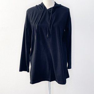 Eileen Fisher Black Jersey Knit Hoodie Shirt Size Small M119